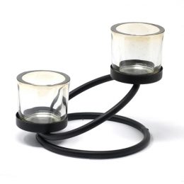 2 Cup Double Step Centrepiece Iron Votive Candle Holder