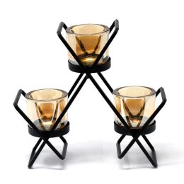 3 Cup Triangle Centrepiece Iron Votive Candle Holder