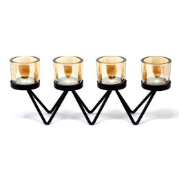 4 Cup Zig Zag Centrepiece Iron Votive Candle Holder