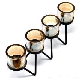 4 Cup Zig Zag Centrepiece Iron Votive Candle Holder