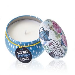 Peonies Art Tin Candle